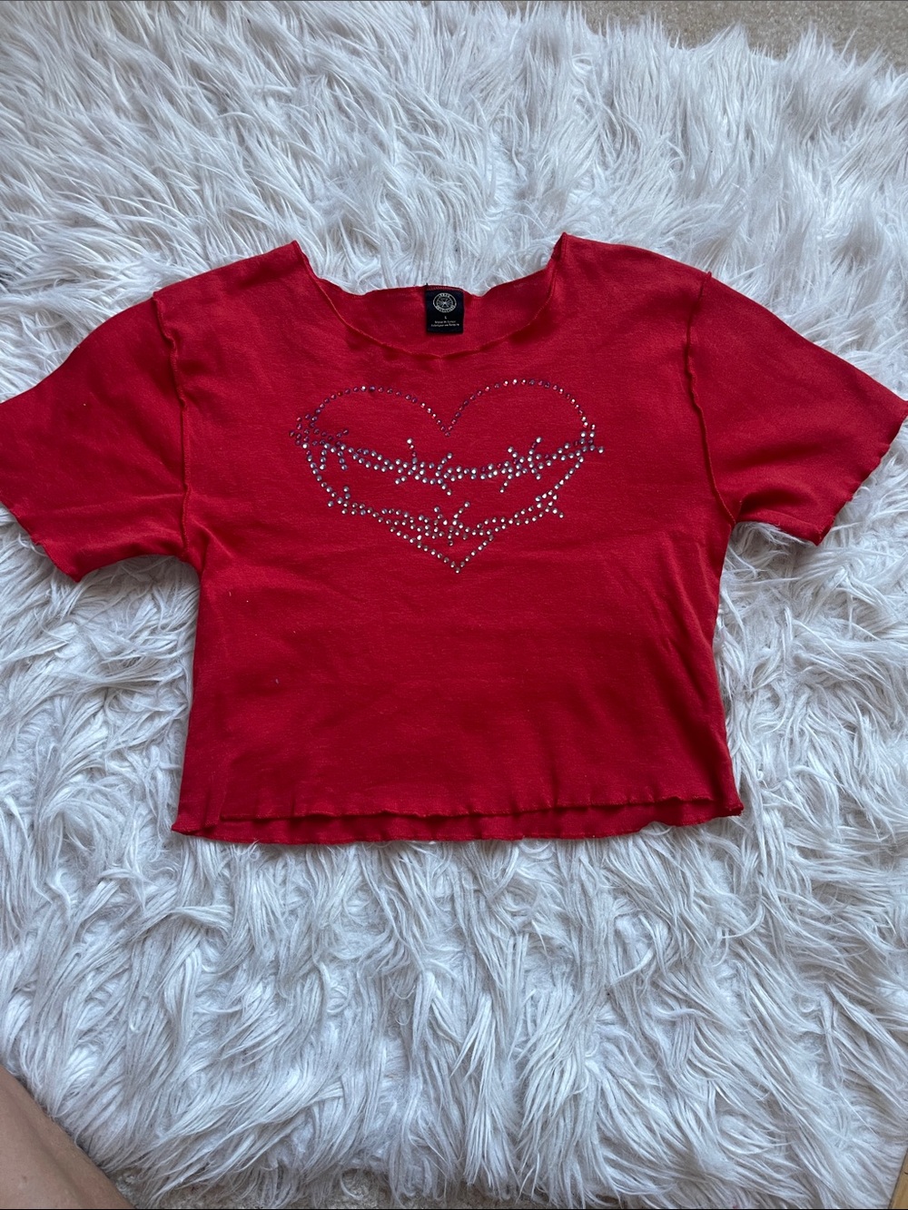 Urban Outfitters Red Rhinestone Heart Crop Top